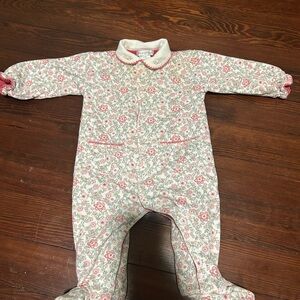 babycottons Pink and White Floral Footie